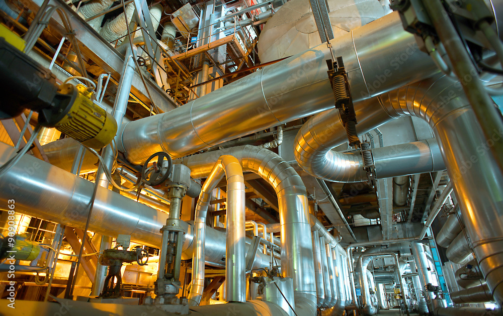 Industrial zone, Steel pipelines, valves and tanks Industrial zone, Steel pipelines, valves and tanks