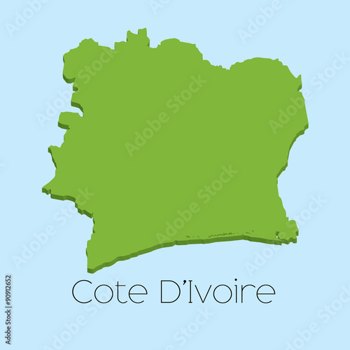 3D map on blue water background of CoteDivoire photo