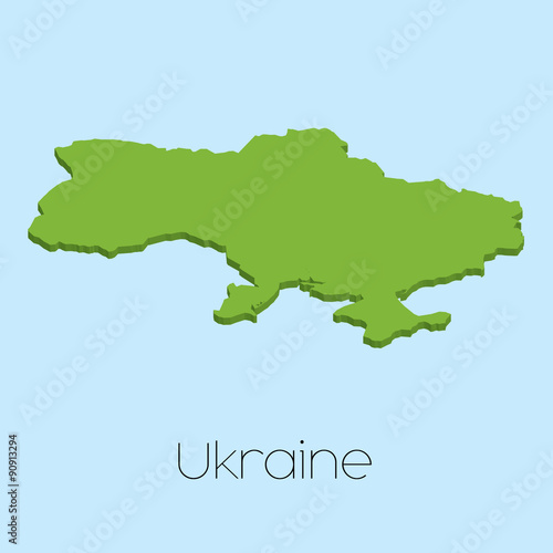 3D map on blue water background of Ukraine