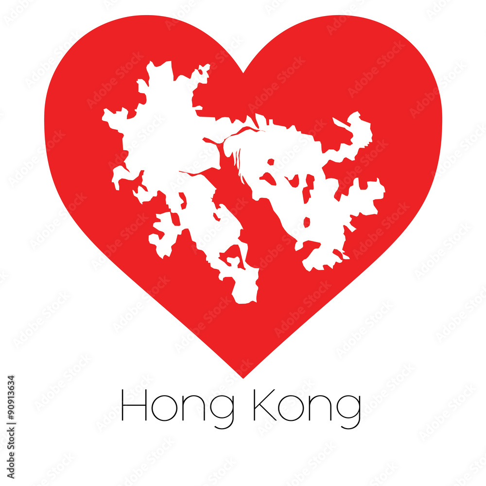 Heart illustration with the shape of Hong Kong Heart illustration with the shape of Hong Kong