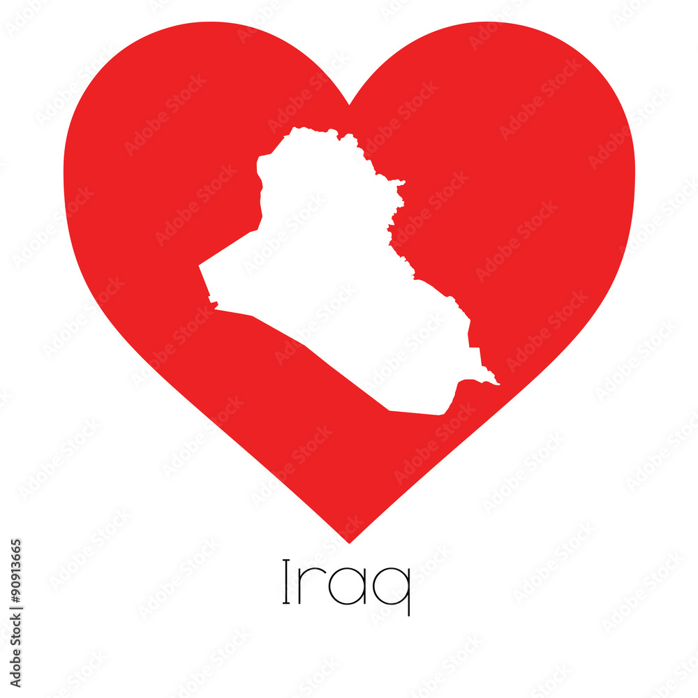 Heart illustration with the shape of Iraq Heart illustration with the shape of Iraq