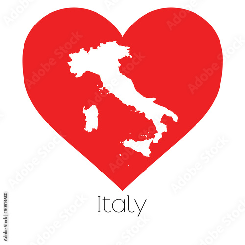 Heart illustration with the shape of Italy