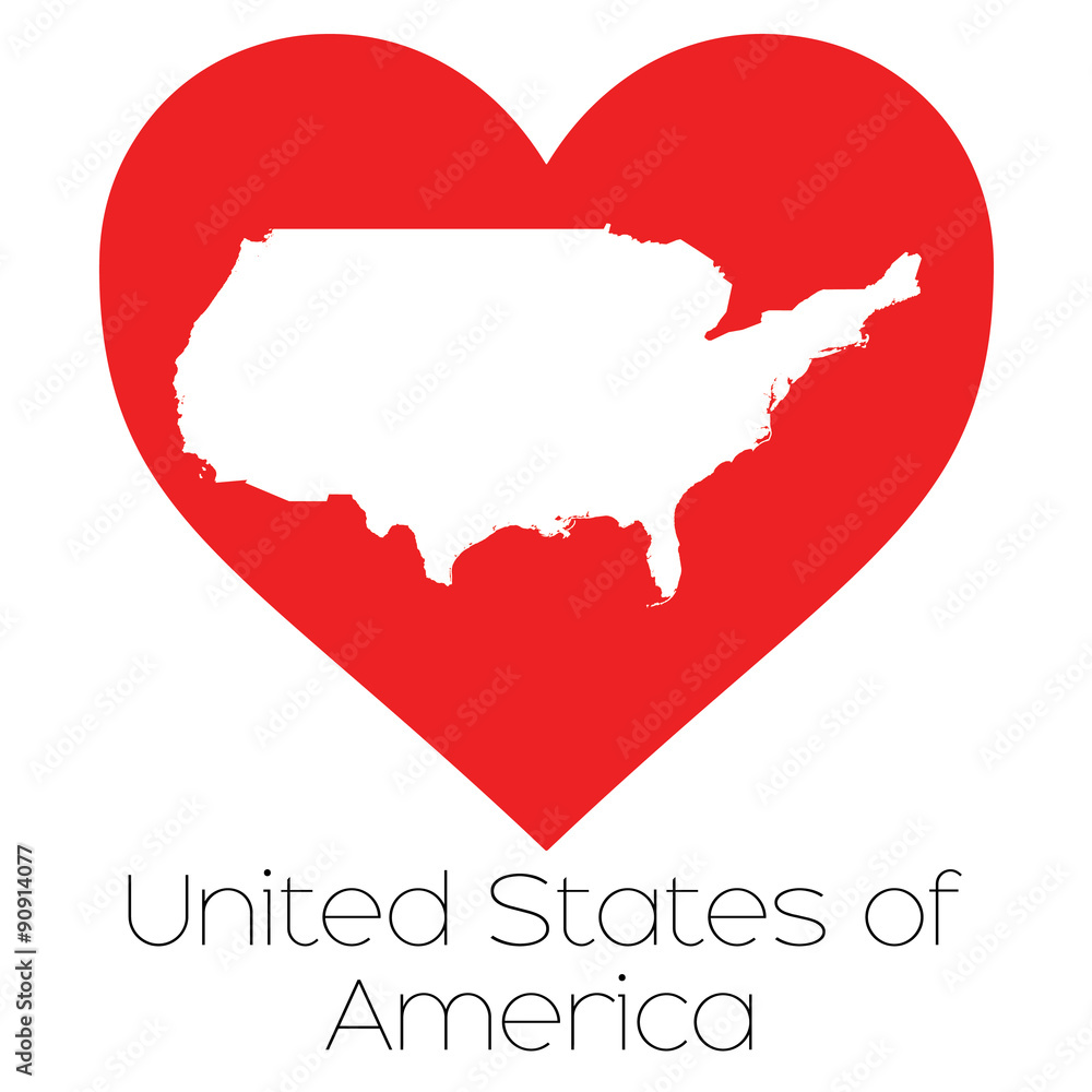 Heart illustration with the shape of United States of America
