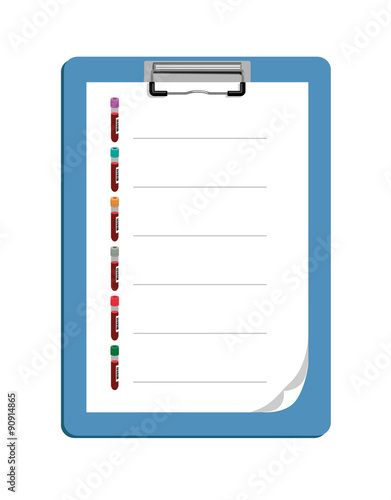 Vector image of a clipboard with test tubes and lines