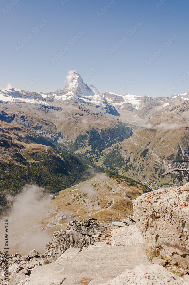 Zermatt, Dorf, Bergdorf, Alpen, Schweizer Alpen, Walliser Berge, Zmuttgletscher, Schwarzsee, Trockener Steg, Matterhorn, Furi, Sunnegga, Wallis, Sommer, Schweiz