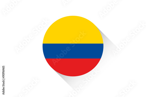 Round flag with shadow of Colombia