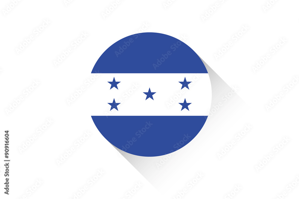 Round flag with shadow of Honduras