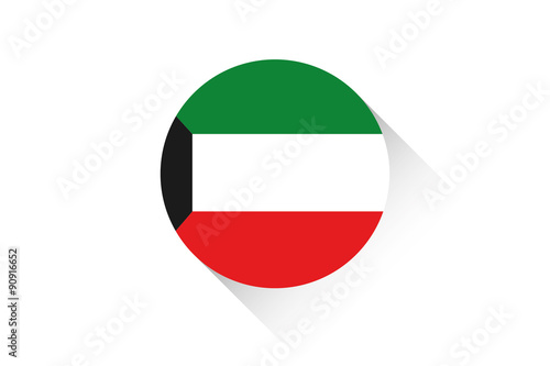 Round flag with shadow of Kuwait
