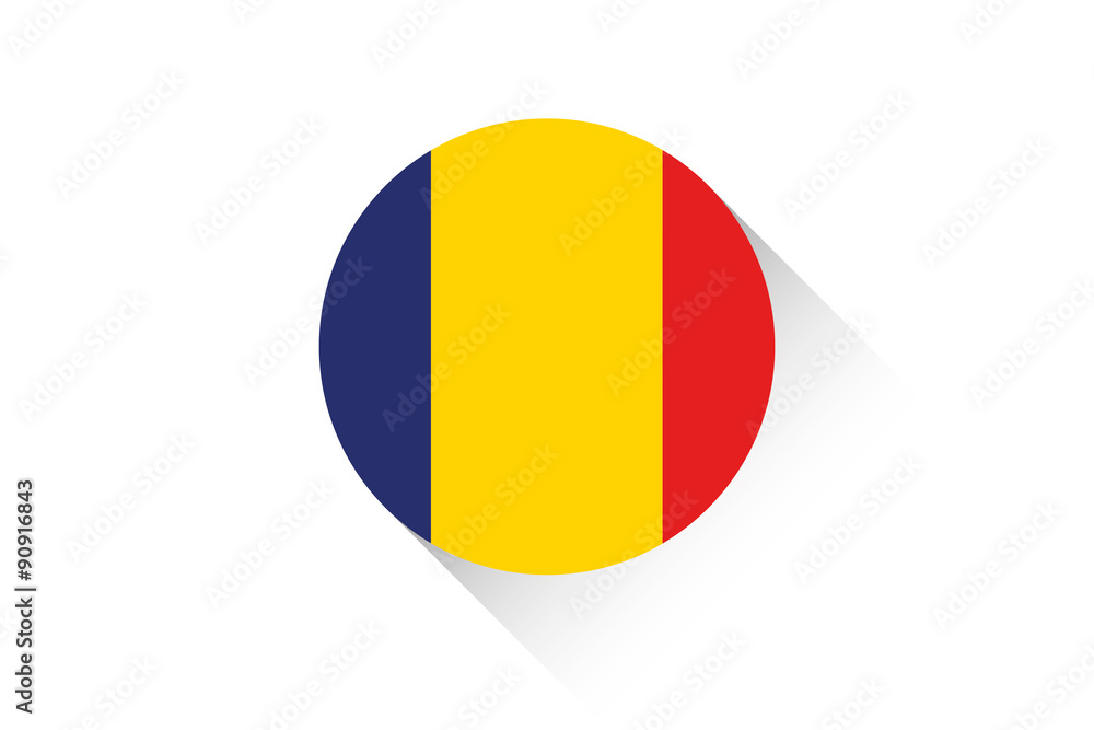 Fototapeta premium Round flag with shadow of Romania