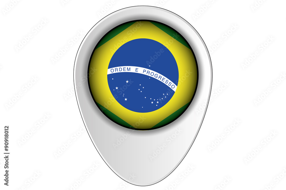 3D Map Pointer Flag Illustration of the country of  Brazil