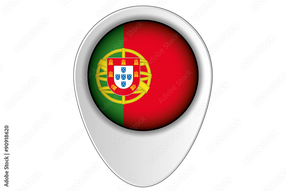 3D Map Pointer Flag Illustration of the country of  Portugal