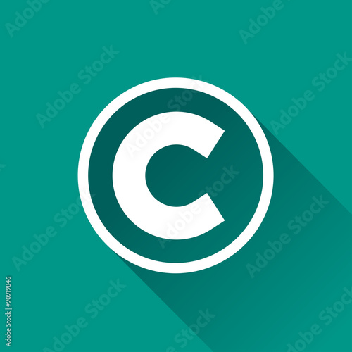 copyright flat design icon