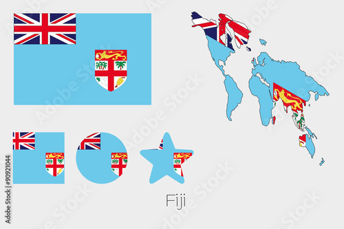 Multiple Shapes Set with the Flag of Fiji