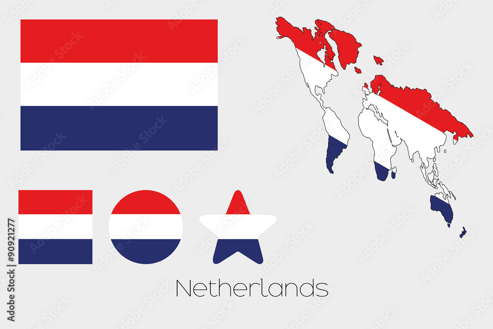 Multiple Shapes Set with the Flag of Netherlands Multiple Shapes Set with the Flag of Netherlands