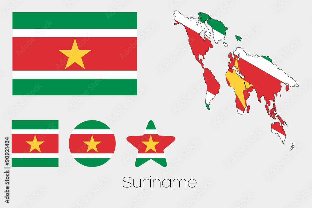 Multiple Shapes Set with the Flag of Suriname Multiple Shapes Set with the Flag of Suriname