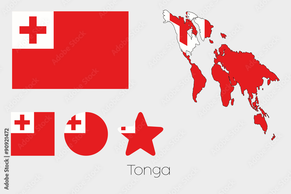 Multiple Shapes Set with the Flag of Tonga