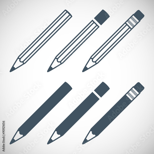 set icons various pencils in the style flat design isolated on gray background. stock vector illustration eps10