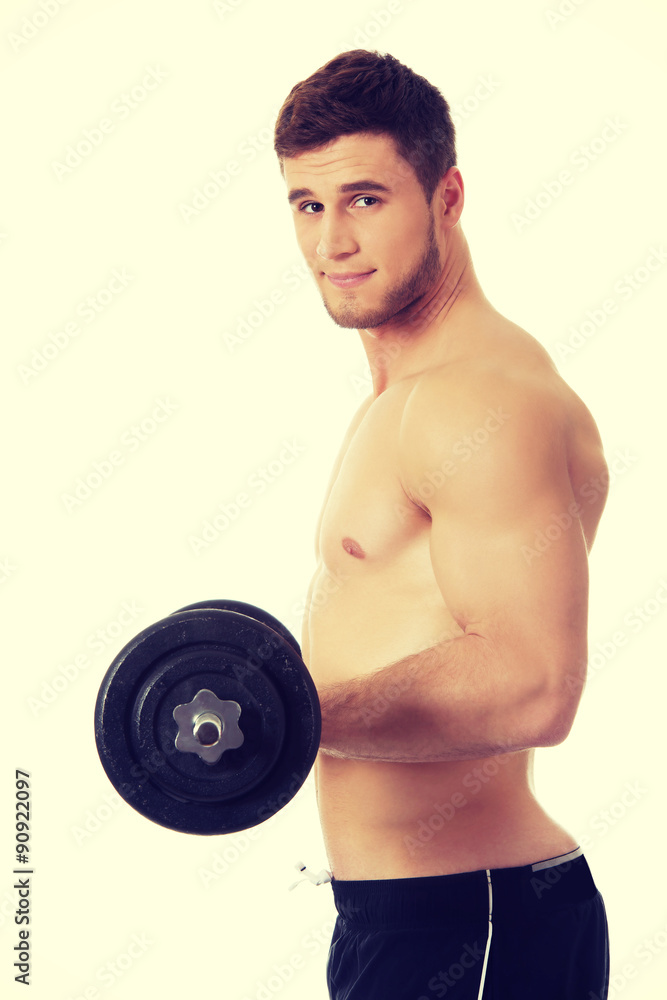 Muscular sports man weightlifting. Muscular sports man weightlifting.