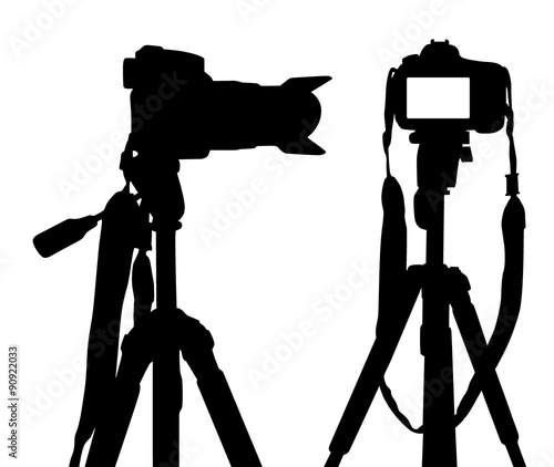 Vector silhouette of camera on white background