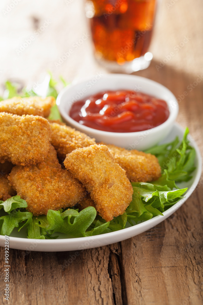 fast food chicken nuggets with ketchup, cola fast food chicken nuggets with ketchup, cola