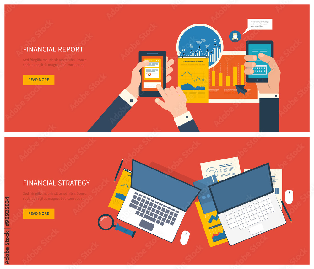 Flat design modern vector illustration concept of analyzing Flat design modern vector illustration concept of analyzing