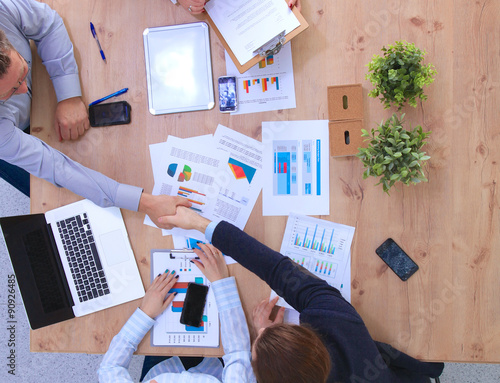 Business people shaking hands, finishing up a meeting