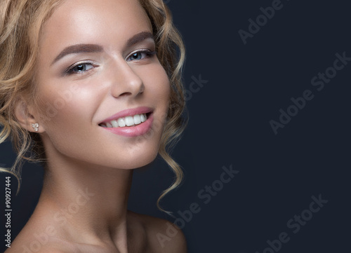 Fotografie Beautiful blond woman in image of the bride. Beauty face and