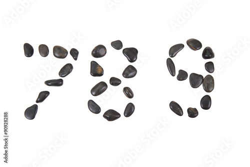 stone alphabet from black stones