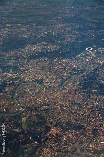 Canvas Print Aerial view of Rome, Italy from airplane window