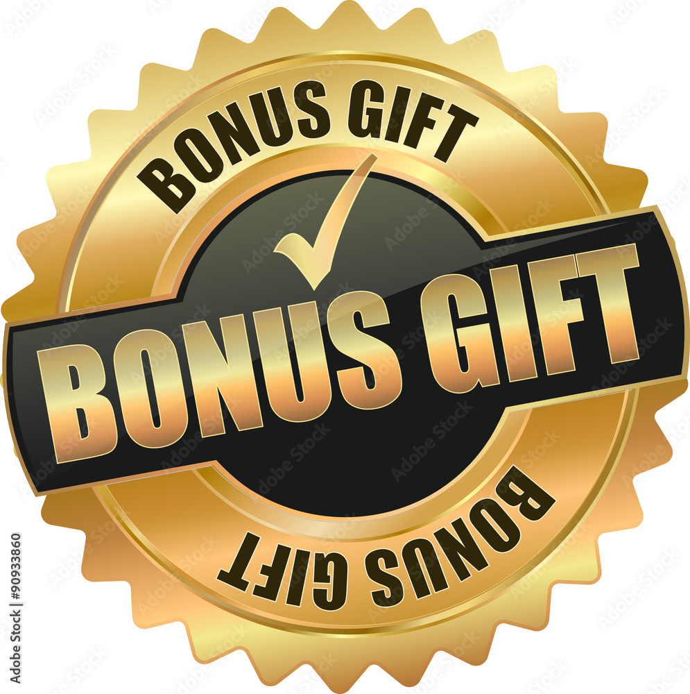 golden bonus gift sign Stock-Vektorgrafik | Adobe Stock