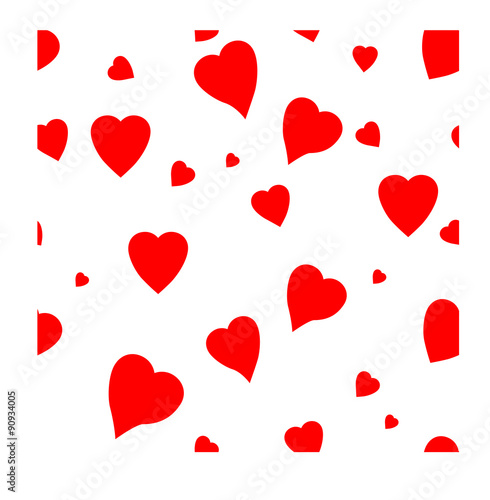 vector background with red hearts on white 