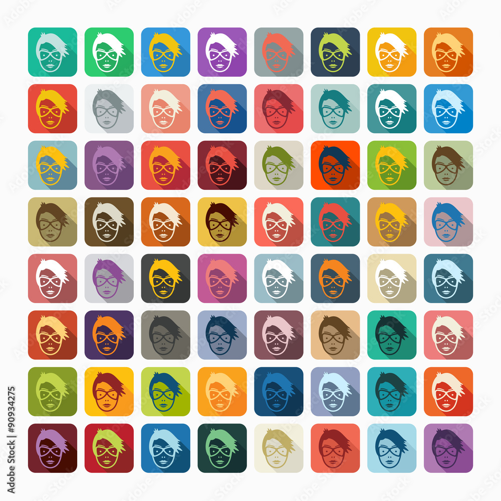Flat design: face girl Flat design: face girl