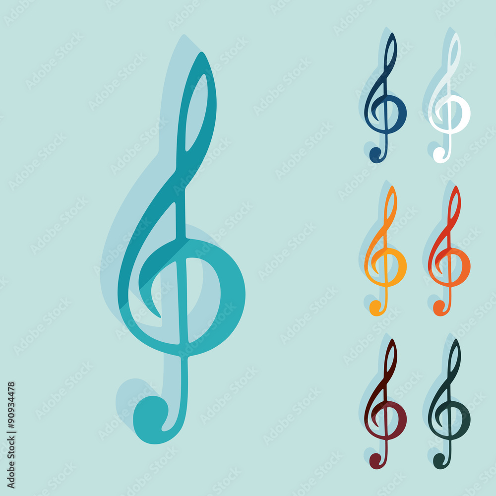 Flat design: treble clef Flat design: treble clef