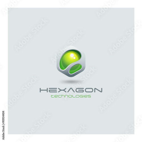 Hexagon abstract Logo media web technology design vector