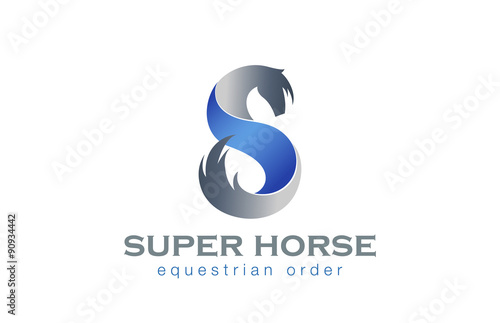 Horse Twisted Ribbon as S letter Logo design Elegant vector
