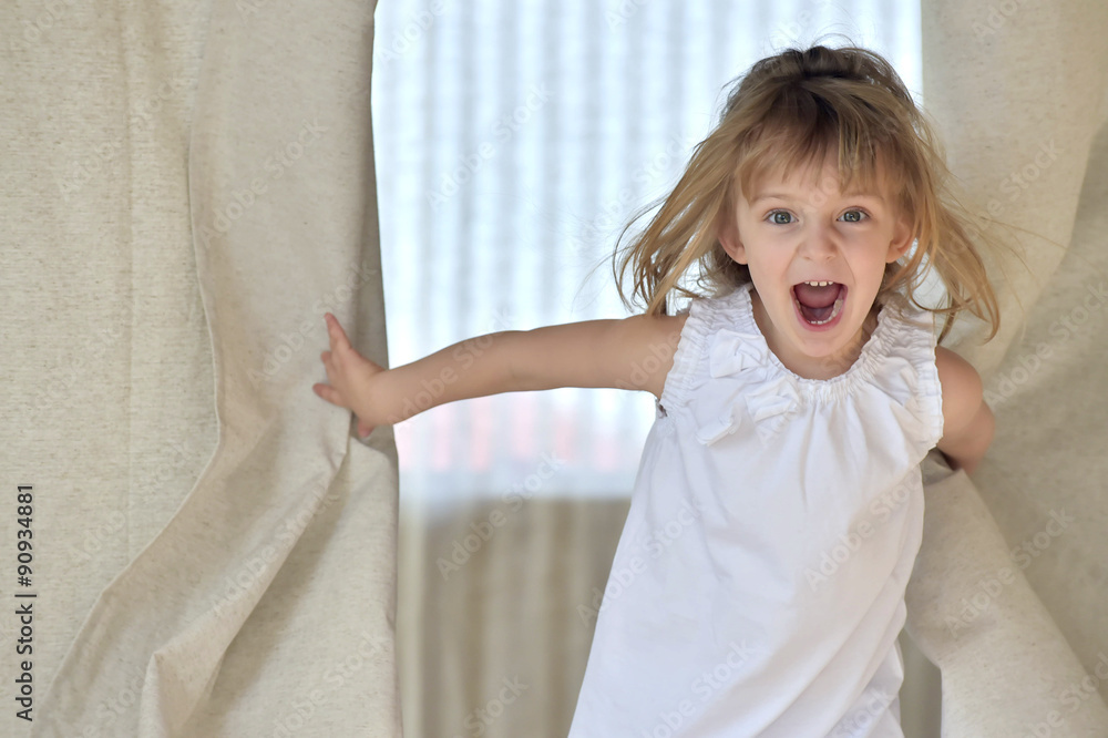 Happy smiling little girl on white background Happy smiling little girl on white background