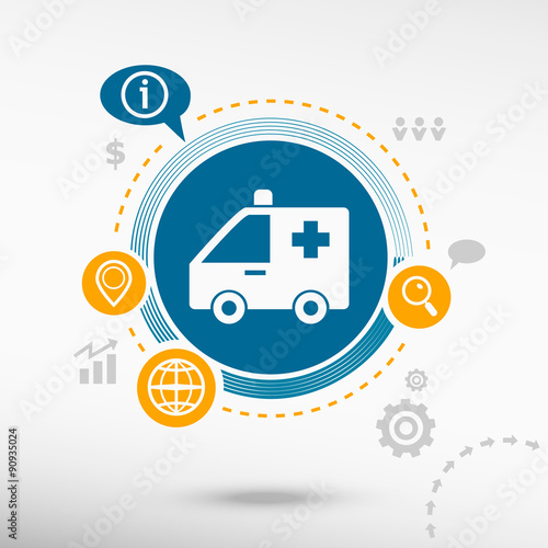 Ambulance icon and creative design elements