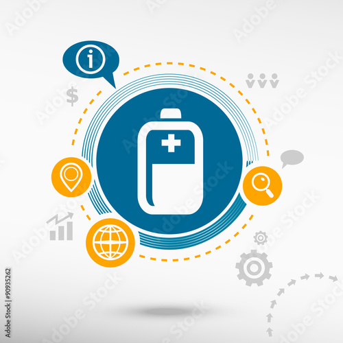 Battery icon and creative design elements