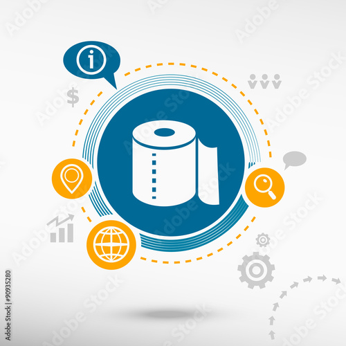 Toilet paper icon and creative design elements