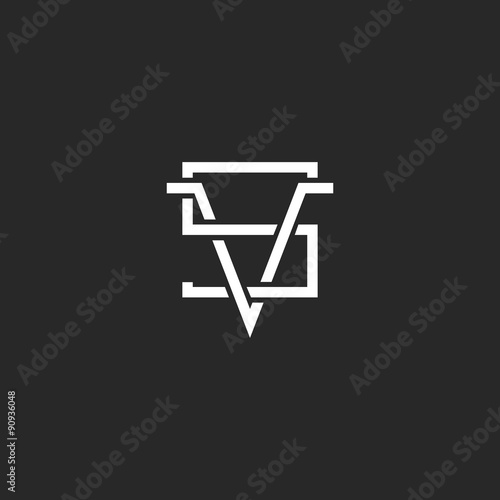 Versus logo VS letters together  hipster crossing line monogram black and white sign