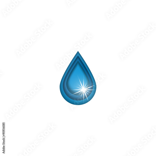 3D water drop logo, sun shine, mockup cleaning service or eco aqua icon
