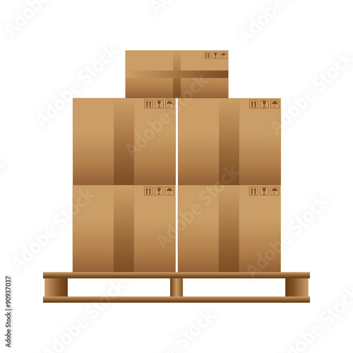 Wooden pallet with cardboard boxes