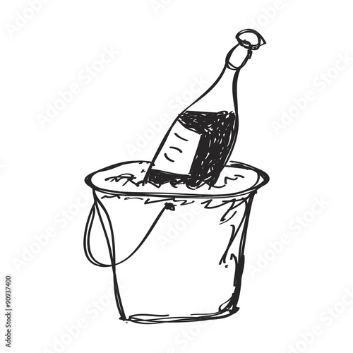 Simple doodle of champagne in a bucket