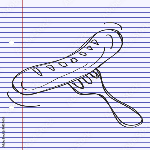Simple doodle of a sausage on a fork