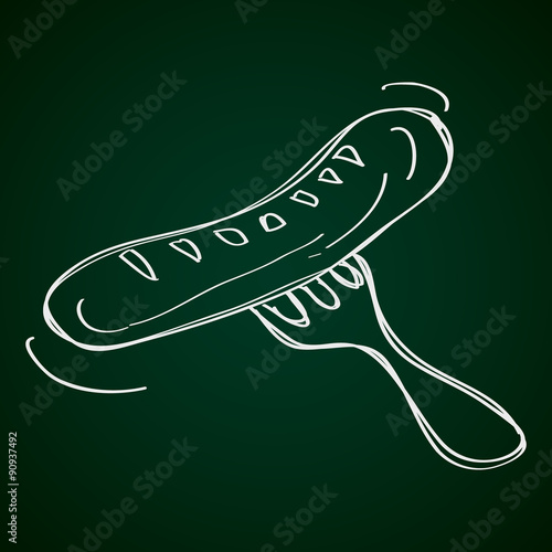 Simple doodle of a sausage on a fork