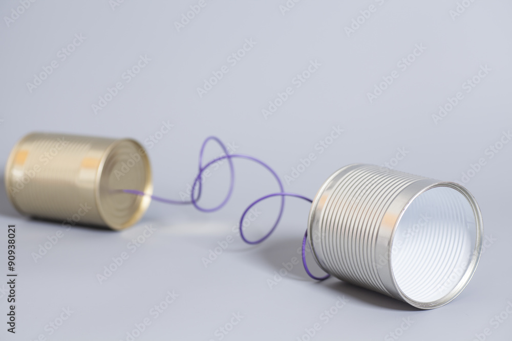 tin can phone.communication concept tin can phone.communication concept