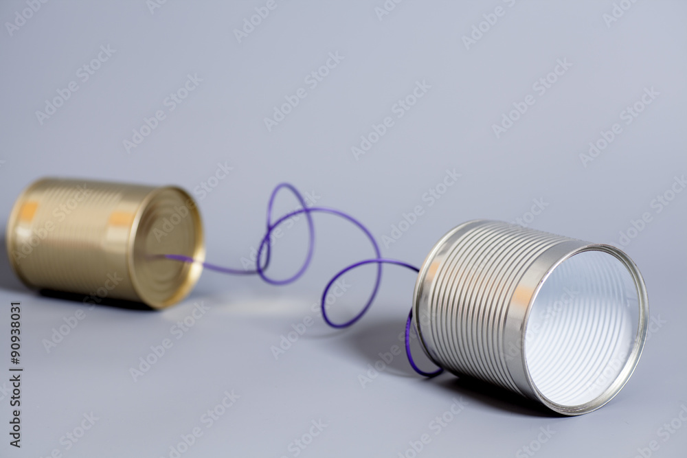 tin can phone.communication concept tin can phone.communication concept