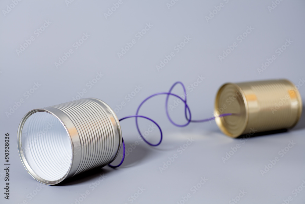 tin can phone.communication concept tin can phone.communication concept