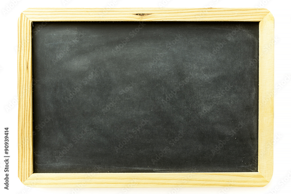 empty dirty blackboard with wooden frame isolated on white background empty dirty blackboard with wooden frame isolated on white background
