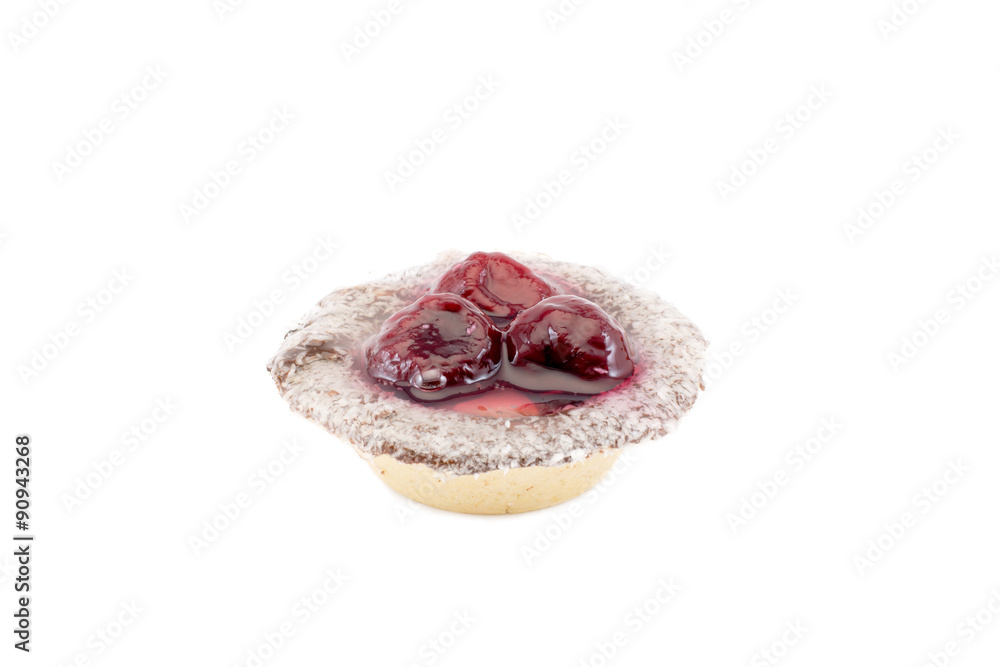 Cake basket with cherry isolated on a white background Cake basket with cherry isolated on a white background